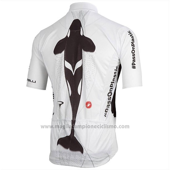2018 Abbigliamento Ciclismo Sky Bianco Nero Manica Corta e Salopette